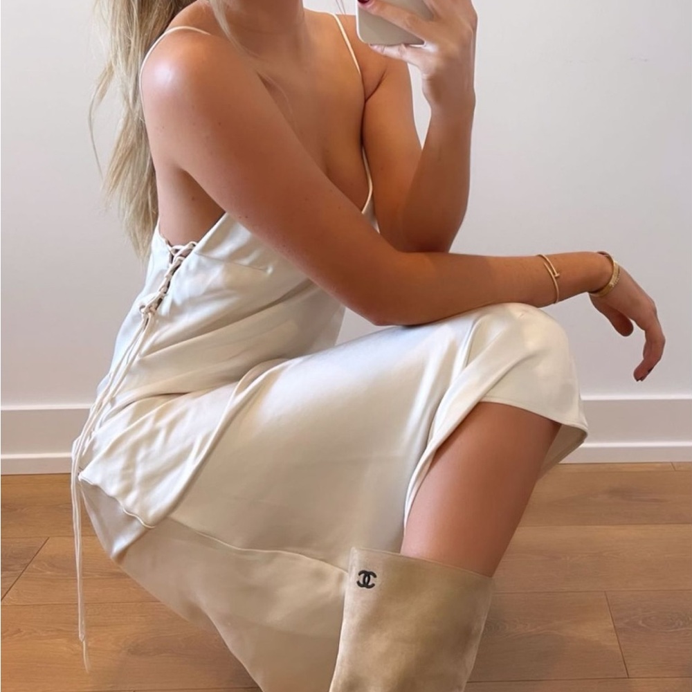 NWT Small Zara Cream Satin Dress